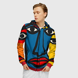 Толстовка 3D на молнии мужская Арт с лицами, цвет: 3D-красный — фото 2