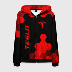Мужская толстовка на молнии Tesla - red gradient вертикально