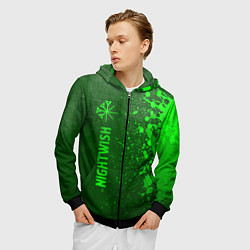 Толстовка 3D на молнии мужская Nightwish - green gradient по-вертикали, цвет: 3D-черный — фото 2