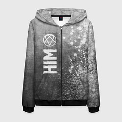 Толстовка 3D на молнии мужская HIM - grey gradient по-вертикали, цвет: 3D-черный