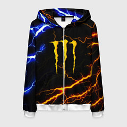 Толстовка 3D на молнии мужская Monster energy storm, цвет: 3D-белый