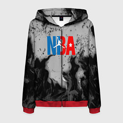 Толстовка 3D на молнии мужская NASA неоновый огонь, цвет: 3D-красный