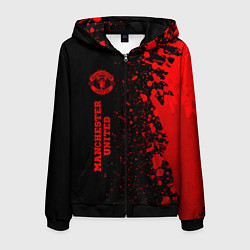 Толстовка 3D на молнии мужская Manchester United - red gradient по-вертикали, цвет: 3D-черный