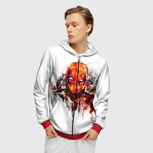 Мужская толстовка на молнии Дэдпул краски / 3D-Красный – фото 3