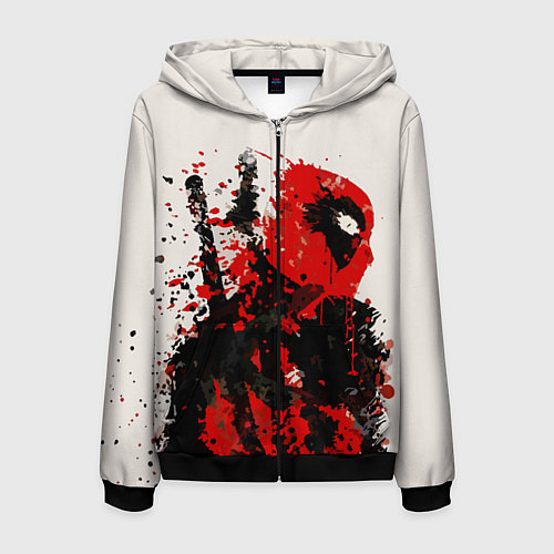 Мужская толстовка на молнии Дэдпул брызги / 3D-Черный – фото 1