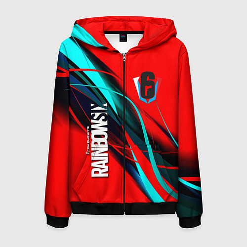 Мужская толстовка на молнии Rainbow six геометрия полосы / 3D-Черный – фото 1