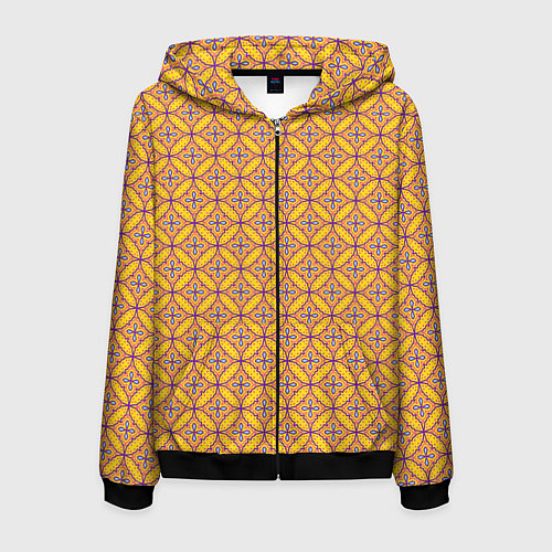 Мужская толстовка на молнии Красочный орнамент в восточном стиле / 3D-Черный – фото 1