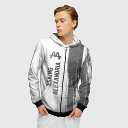 Толстовка 3D на молнии мужская Asking Alexandria - white gradient по-вертикали, цвет: 3D-черный — фото 2