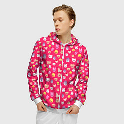 Толстовка 3D на молнии мужская Skzoo pattern pink, цвет: 3D-белый — фото 2