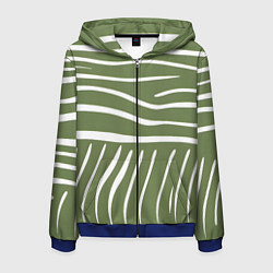 Толстовка 3D на молнии мужская Полоски зеленой зебры, цвет: 3D-синий