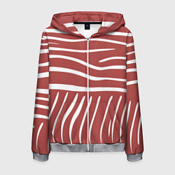 Толстовка 3D на молнии мужская Полоски красной зебры, цвет: 3D-меланж