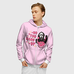 Толстовка 3D на молнии мужская Крик по телефону, цвет: 3D-белый — фото 2