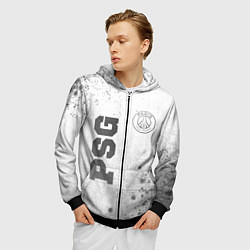 Толстовка 3D на молнии мужская PSG - white gradient вертикально, цвет: 3D-черный — фото 2