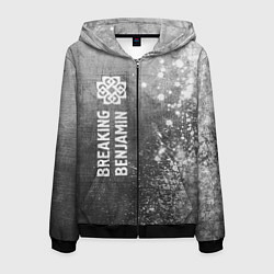 Толстовка 3D на молнии мужская Breaking Benjamin - grey gradient по-вертикали, цвет: 3D-черный