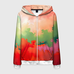 Мужская толстовка на молнии Красные и зеленые облака