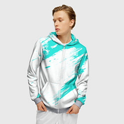 Толстовка 3D на молнии мужская Color white light blue, цвет: 3D-меланж — фото 2