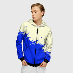 Толстовка 3D на молнии мужская Color blue white, цвет: 3D-черный — фото 2