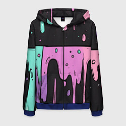 Толстовка 3D на молнии мужская Стекающая краска текстура, цвет: 3D-синий