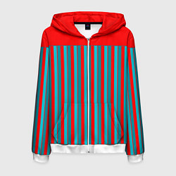 Мужская толстовка на молнии Красно синий комбинированный узор с полосами
