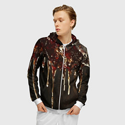 Толстовка 3D на молнии мужская Стекающий мед - текстура, цвет: 3D-белый — фото 2