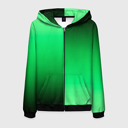 Мужская толстовка на молнии Чёрно-зелёный градиент пополам