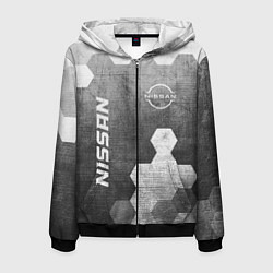 Толстовка 3D на молнии мужская Nissan - grey gradient вертикально, цвет: 3D-черный