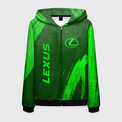 Толстовка 3D на молнии мужская Lexus - green gradient вертикально, цвет: 3D-черный