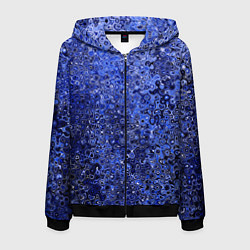 Толстовка 3D на молнии мужская Синий ультрамарин абстрактная текстура, цвет: 3D-черный