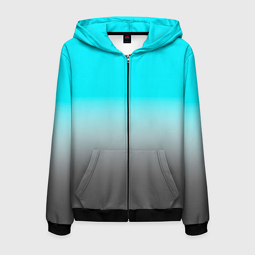 Мужская толстовка на молнии Серо-голубой светлый градиент / 3D-Черный – фото 1