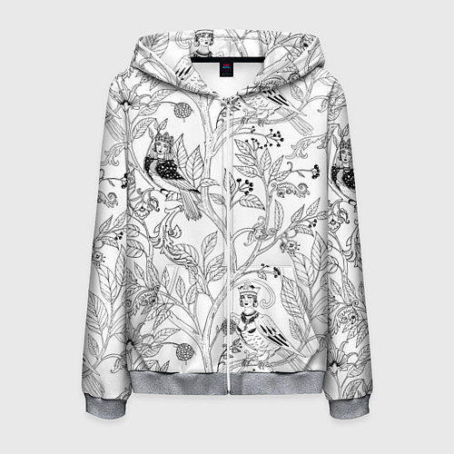 Мужская толстовка на молнии Птицы Сирин / 3D-Меланж – фото 1