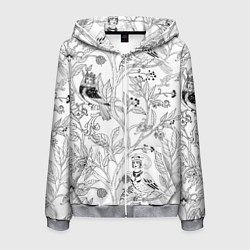 Толстовка 3D на молнии мужская Птицы Сирин, цвет: 3D-меланж