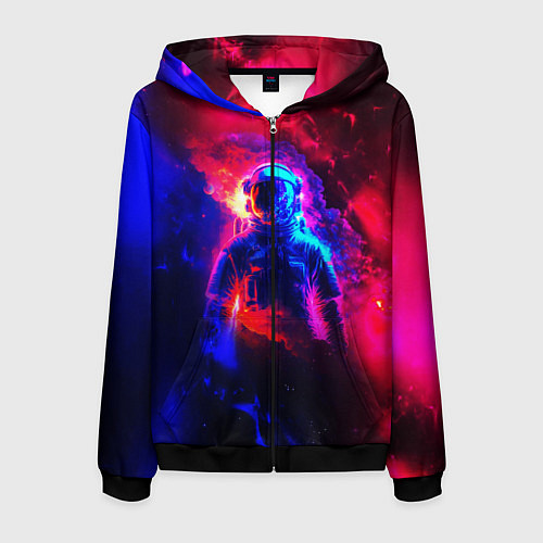 Мужская толстовка на молнии Космонавт в пламени / 3D-Черный – фото 1