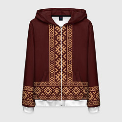 Мужская толстовка на молнии Золотой узор на бордовом - вышиванка рубаха