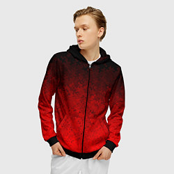 Толстовка 3D на молнии мужская Чёрно-красный текстурный градиент, цвет: 3D-черный — фото 2