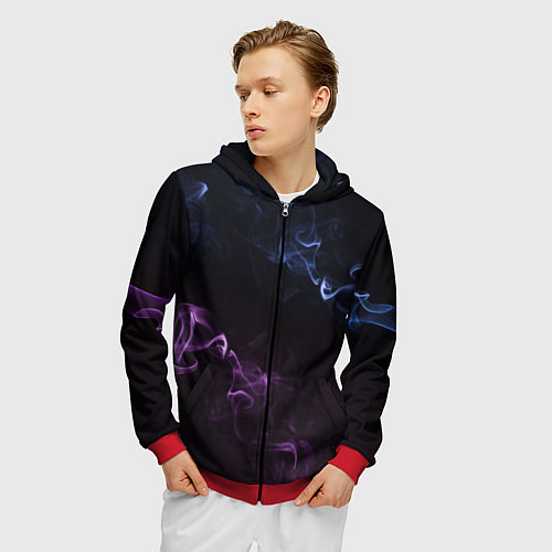 Мужская толстовка на молнии Color black blue pink / 3D-Красный – фото 3