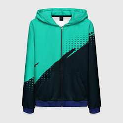 Толстовка 3D на молнии мужская Color black light blue, цвет: 3D-синий