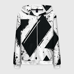 Толстовка 3D на молнии мужская Color black white, цвет: 3D-белый
