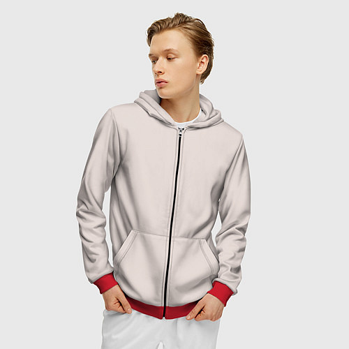 Мужская толстовка на молнии Светлый оттенок цвета года 2025 Пантон / 3D-Красный – фото 3