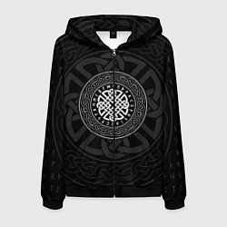 Толстовка 3D на молнии мужская Оберег в узоре и руны, цвет: 3D-черный