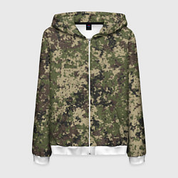 Толстовка 3D на молнии мужская Камуфляж защитный пиксельный, цвет: 3D-белый
