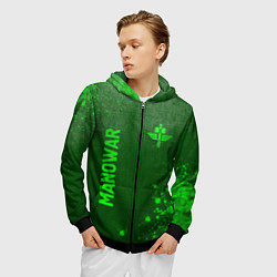 Толстовка 3D на молнии мужская Manowar - green gradient вертикально, цвет: 3D-черный — фото 2