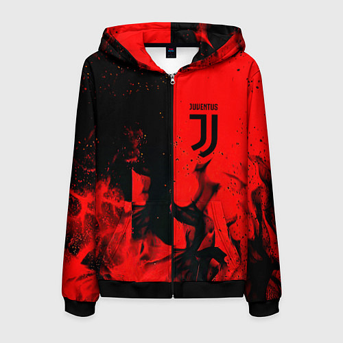 Мужская толстовка на молнии Juventus огненнный / 3D-Черный – фото 1