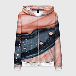 Толстовка 3D на молнии мужская Персиковая текстура с каплями, цвет: 3D-белый