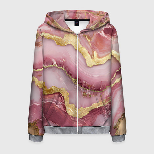 Мужская толстовка на молнии Объемная текстура розовая с золотом / 3D-Меланж – фото 1