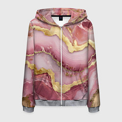Мужская толстовка на молнии Объемная текстура розовая с золотом