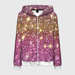 Мужская толстовка на молнии Золотые блестки на розовом