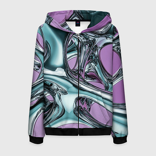 Мужская толстовка на молнии Металлическая абстракция на фиолетовом фоне / 3D-Черный – фото 1