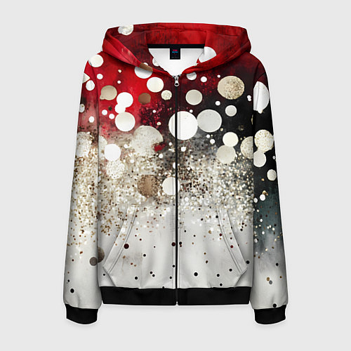 Мужская толстовка на молнии Красно-белый текстурный фон / 3D-Черный – фото 1