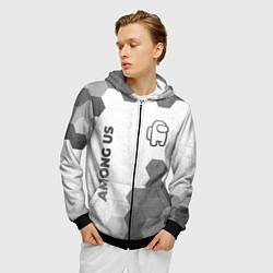 Толстовка 3D на молнии мужская Among Us - white gradient вертикально, цвет: 3D-черный — фото 2