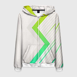 Толстовка 3D на молнии мужская Color white line green, цвет: 3D-белый